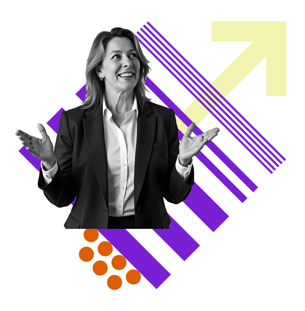 Image of a business executive with open arms